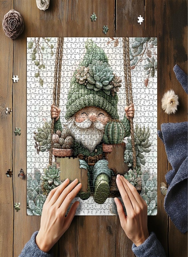 PICKFORU Cute Gnome Puzzles for Adults 1000 Piece, Nature Cactus Succulent Plant Themed, Funny Spring Gnome Jigsaw Puzzles Challenging - Image 5
